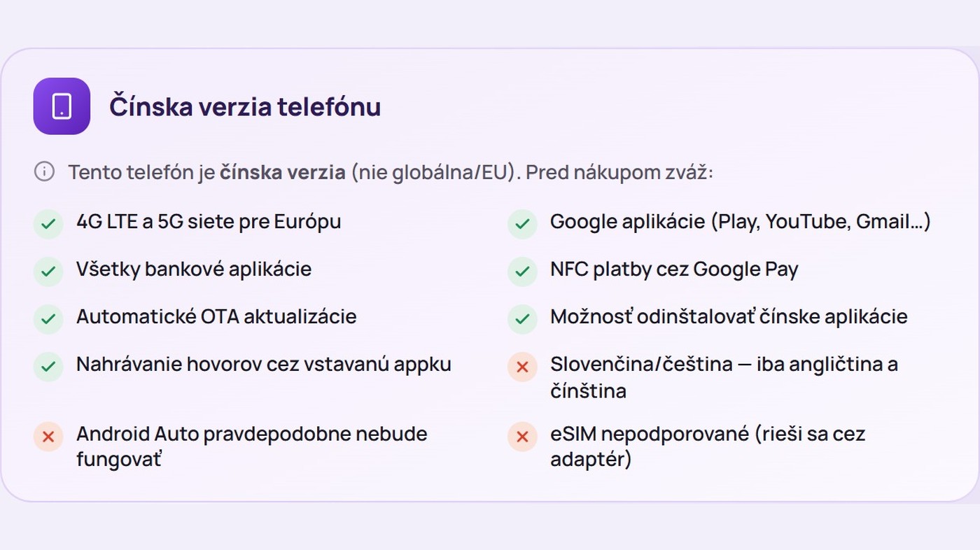 Upozornenie na čínsku verziu telefónu na Deal Planet