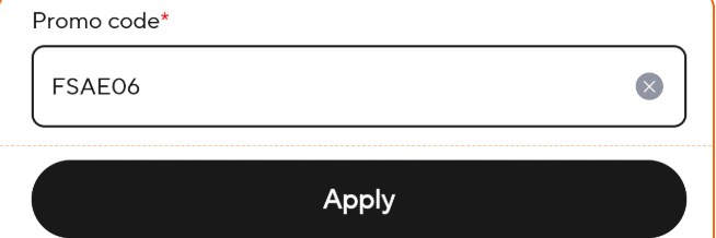 Políčko Promo code s kódom a tlačidlom Apply v aplikácii AliExpress