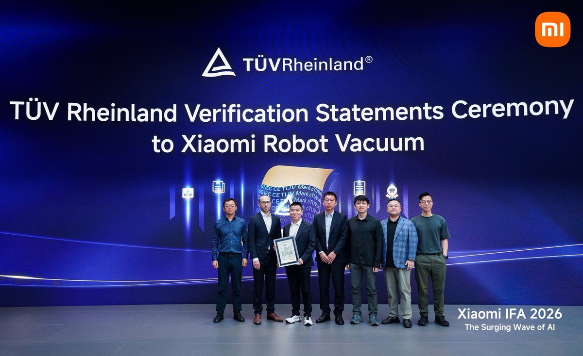 TÜV Rheinland certifikácia robotického vysávača Xiaomi na IFA 2026