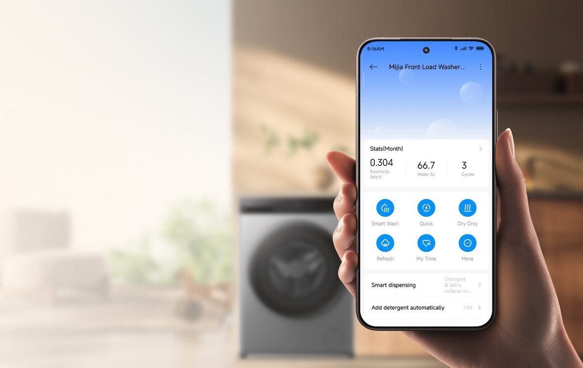 Xiaomi Mijia Front Load Washer Dryer Pro 10 kg – ovládanie cez aplikáciu Xiaomi Home