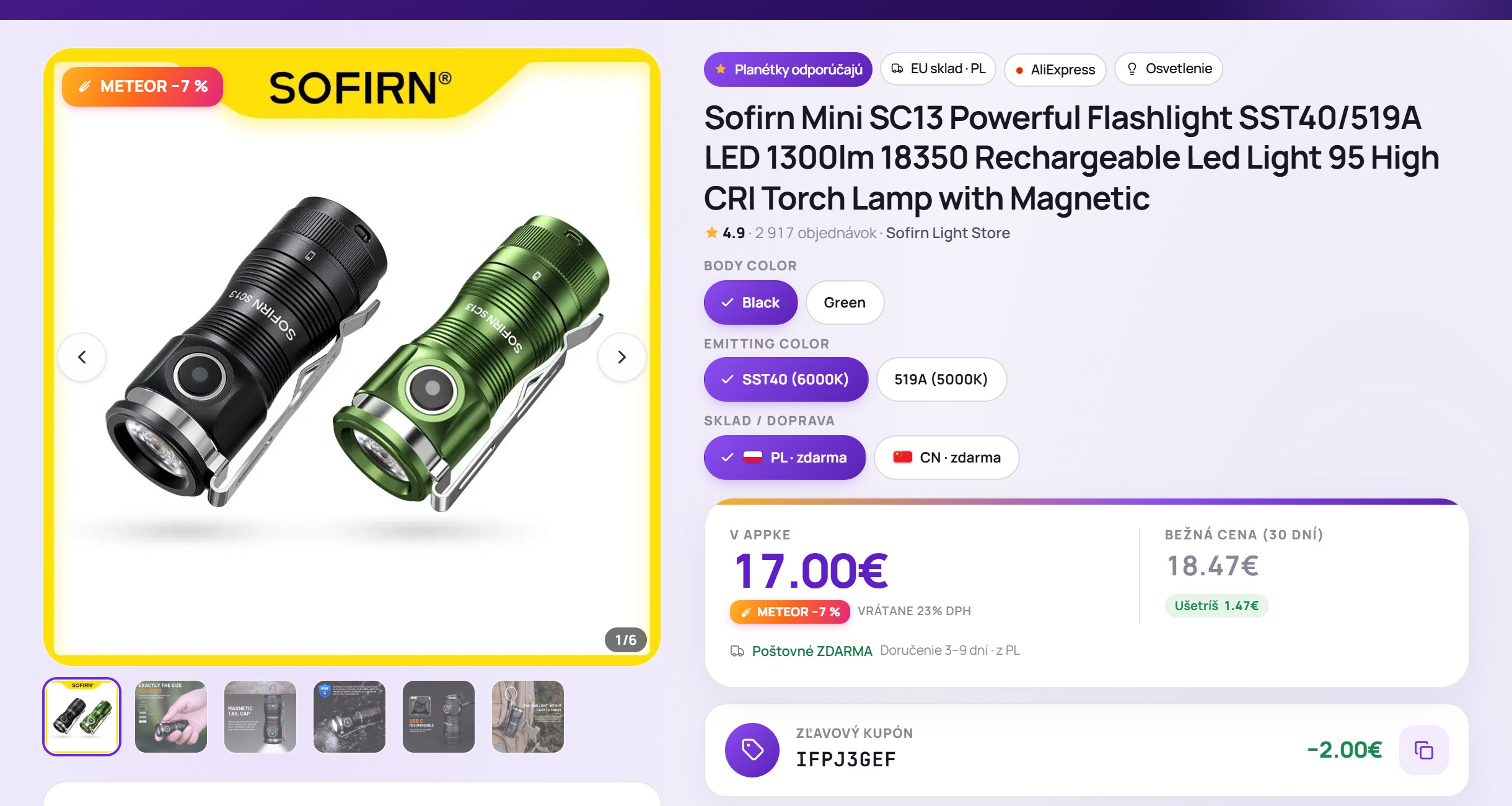 Štítok Meteor a bežná cena za 30 dní na detaile produktu