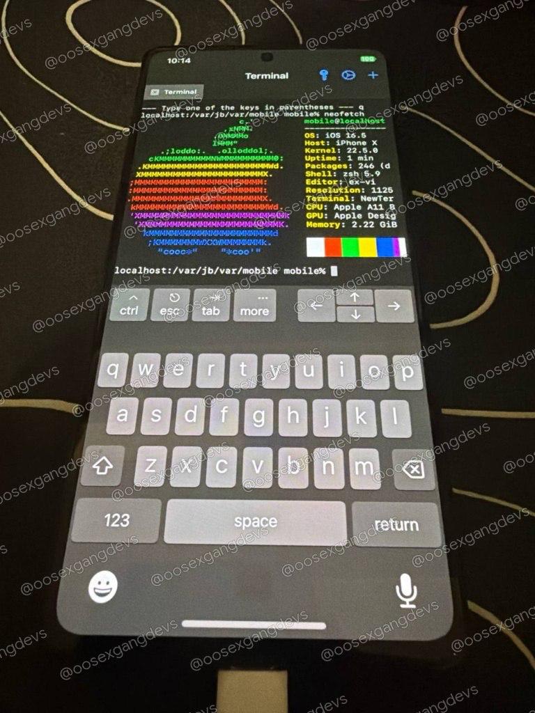 Terminál v iOS na OnePlus Ace 6T