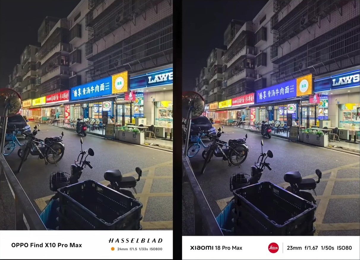 Xiaomi 18 Pro Max vs OPPO Find X10 Pro Max – nočná fotka hlavným fotoaparátom