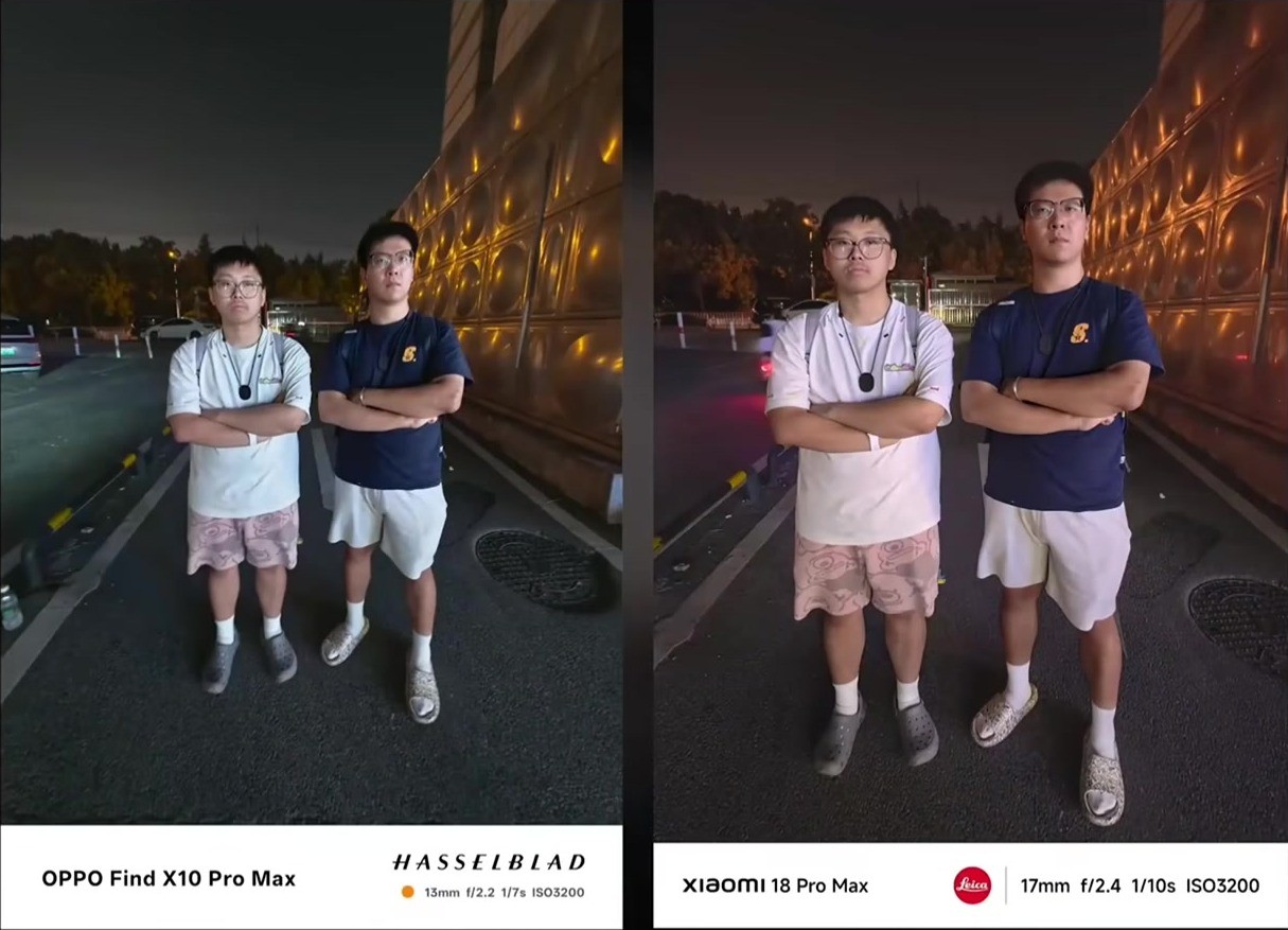 Xiaomi 18 Pro Max vs OPPO Find X10 Pro Max – nočná fotka ultraširokouhlým objektívom