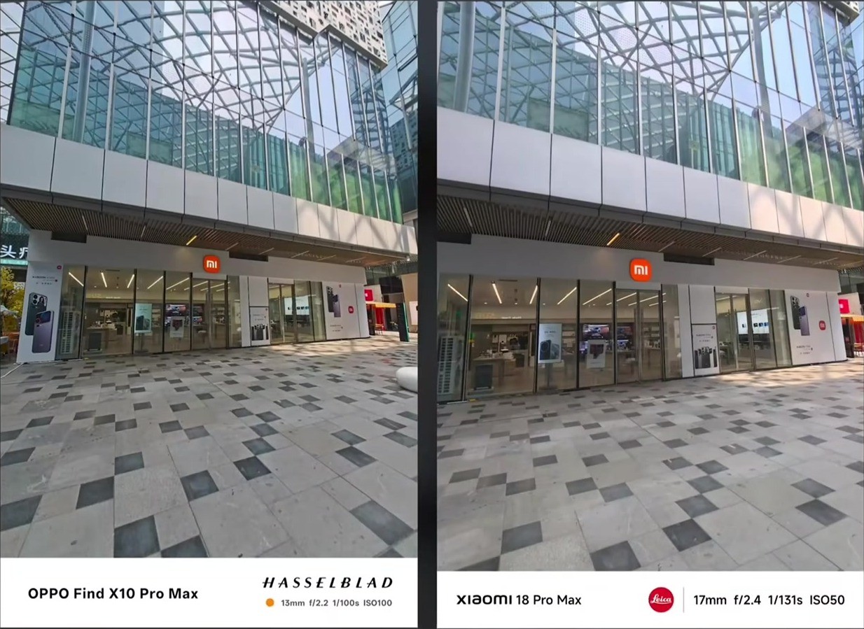 Xiaomi 18 Pro Max vs OPPO Find X10 Pro Max – ultraširokouhlý fotoaparát