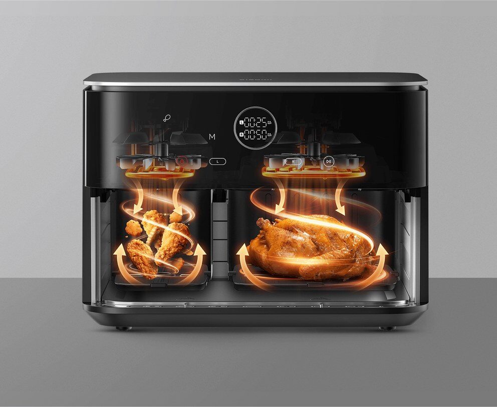 Xiaomi Dual Zone Air Fryer 10L pri pečení v oboch košoch