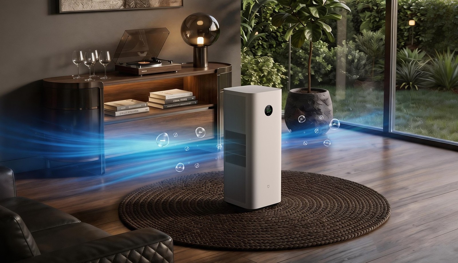 Prúdenie vzduchu z čističky Xiaomi Mijia Smart Air Purifier 6 Plus v obývačke