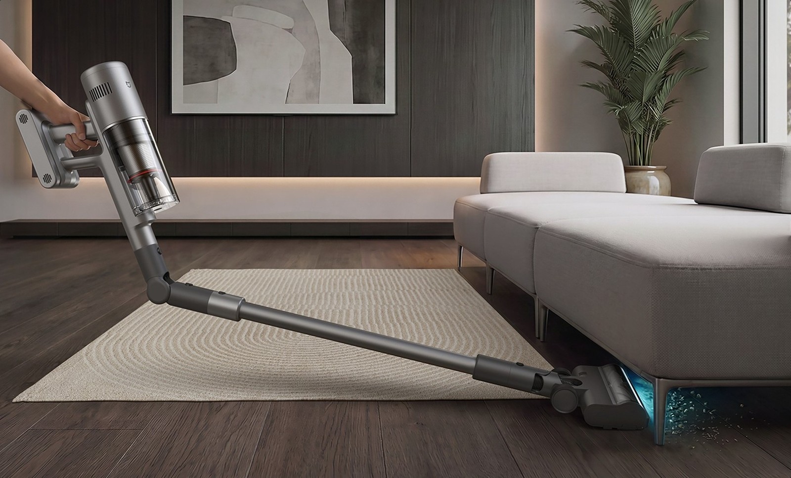 Ohybná trubica vysávača Xiaomi Mijia Vacuum Cleaner 4 Pro pod gaučom